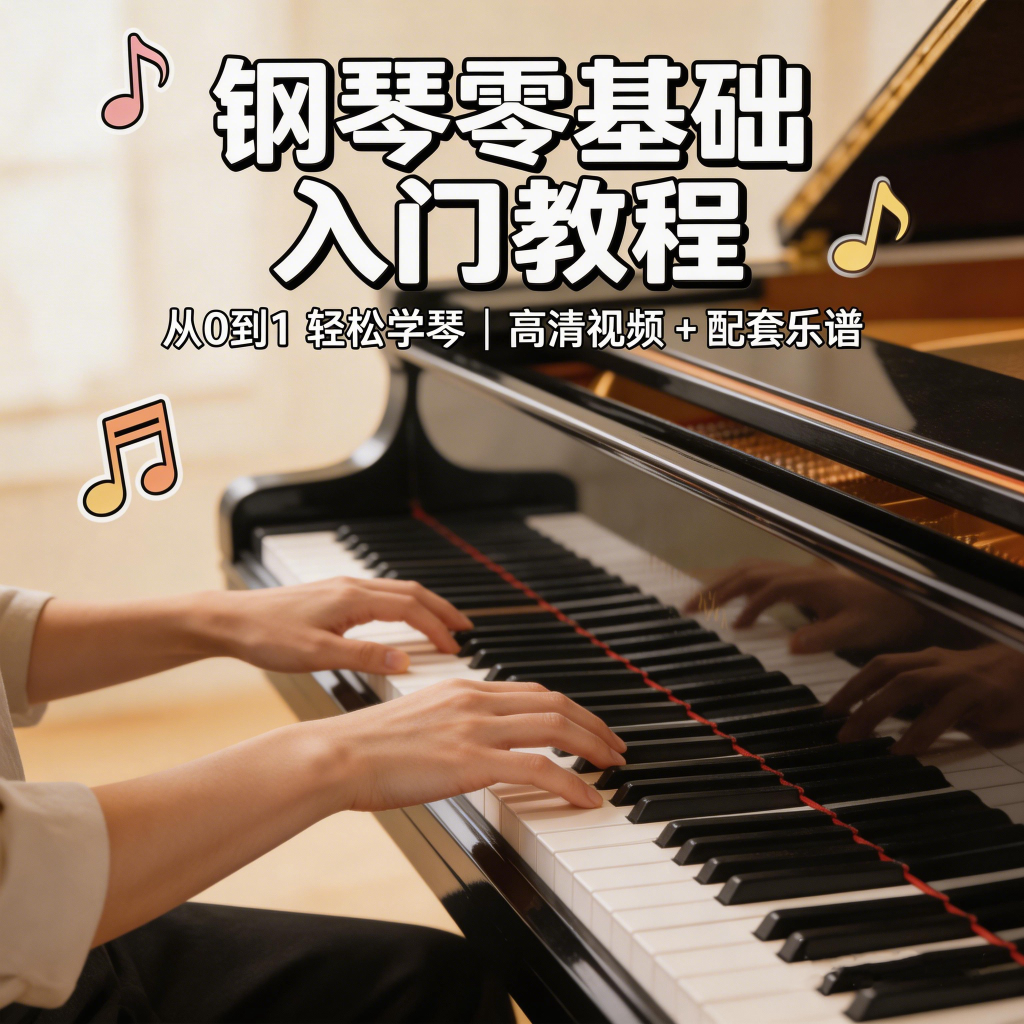 钢琴零基础入门教程视频教程轻松学琴高清配套乐谱设计素材网盘发