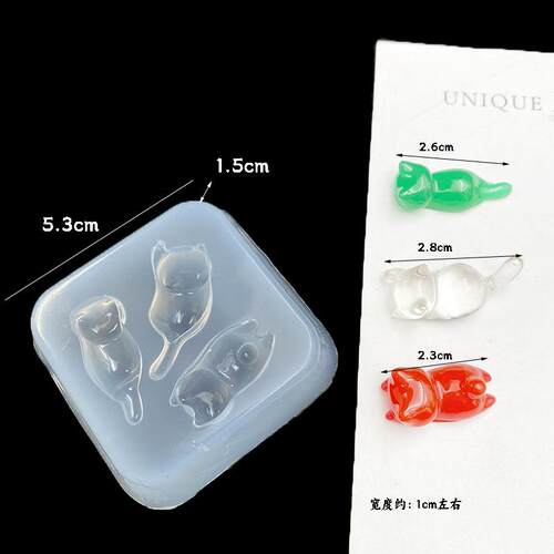 新款3只猫咪手工硅胶模具