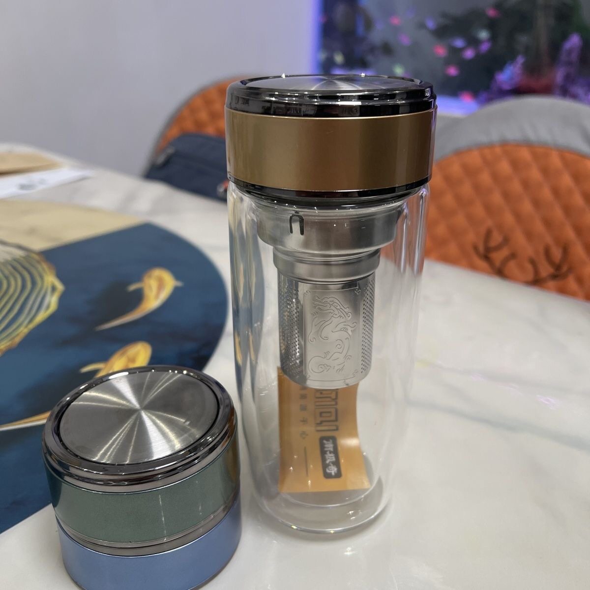 玻璃杯双层便携男商务办公泡茶杯茶水分离鹅蛋杯家用水杯定制LOGO