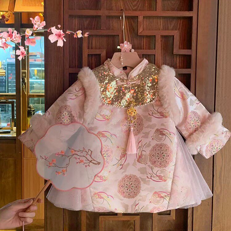 女童拜年服夹棉2025新款冬装公主裙旗袍小童女宝宝周岁洋气礼服潮,童装/婴儿装/亲子装,连衣裙,淘宝优惠券,粉丝福利购,淘宝优惠卷