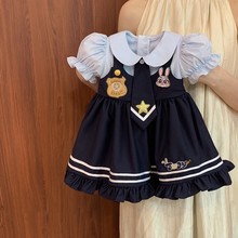 女童洛丽塔公主裙洋气2025新款夏季小童女宝宝时髦兔子警官连衣裙