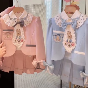 重工刺绣女童套装 耶鲁学妹 学院风JK制服 2025春秋新款 女童套装