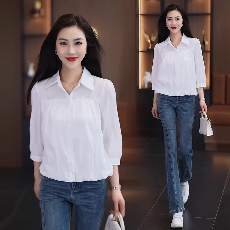 宽松遮肚子显瘦衬衣小个子上衣潮图片