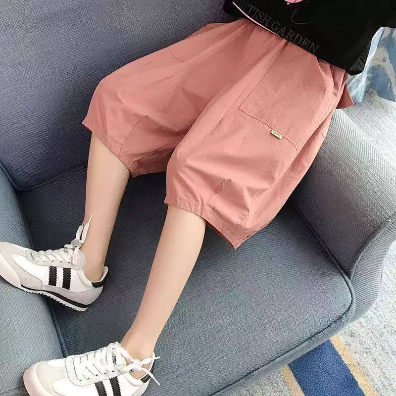 女童短裤夏季薄款儿童休闲过膝裤洋气宝宝宽松中裤中大童直筒裤子