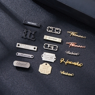 衣服标牌服饰吊牌 标牌金色铁牌 缝线LOGO牌衬衣标牌胸针胸牌铭牌