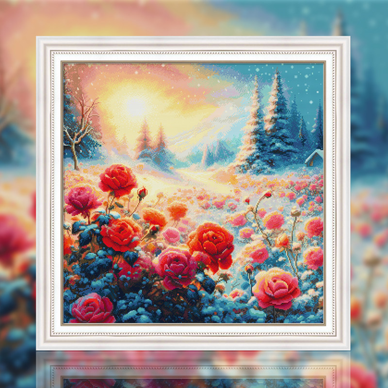 满绣十字绣2024新款线绣客厅欧式梦幻花卉玫瑰风景小幅卧室自己绣