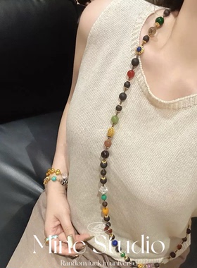 Mine Studio· 新中式纯手工檀香木编织多宝斜挎链项链双圈项链女