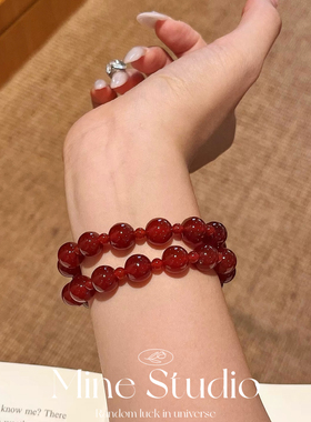 Mine Studio·许妍同款天然红玉髓玛瑙手串女小众设计赵露思项链