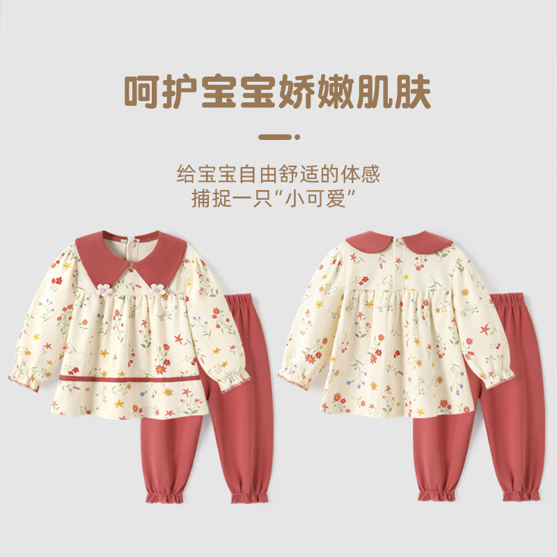 女童套装春秋季女宝宝纯棉卫衣裤子公主风两件套儿童洋气婴儿衣服