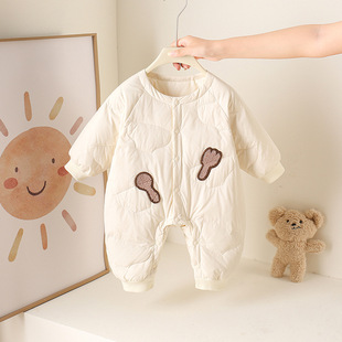 婴儿连体轻薄羽绒服冬装男女宝宝秋冬衣服小月龄冬款保暖外套