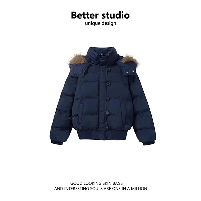 儿童大毛领羽绒棉服2025秋冬新款女童童装短款棉衣外套冬季夹克
