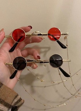 国潮装饰眼镜女小圆复古个性墨镜网红太阳镜朋克嘻哈ins原宿风男