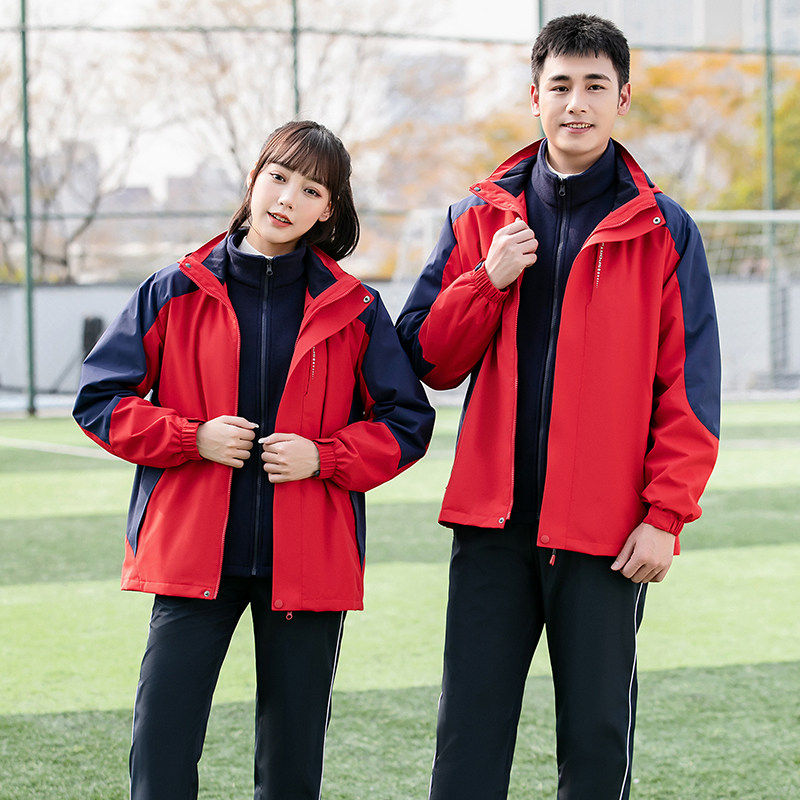 新品小学生校服冲锋衣三件套冬季款班服运动服套装幼儿园服春秋装