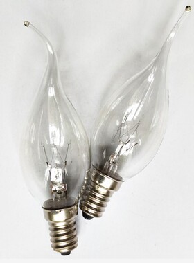 E14小螺口灯泡磨砂灯泡220V230V拉尾灯泡 柔光灯泡老款钨丝灯泡