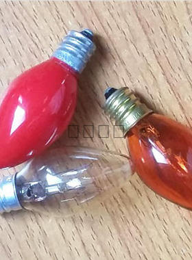 小夜灯E12小螺口灯泡220V7W10W螺口灯泡红色灯泡 佛前灯烛型灯泡