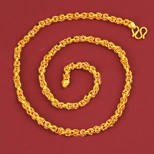 镀金仿金色越南沙金项链不掉色假黄金链子福字头龙骨链男女款