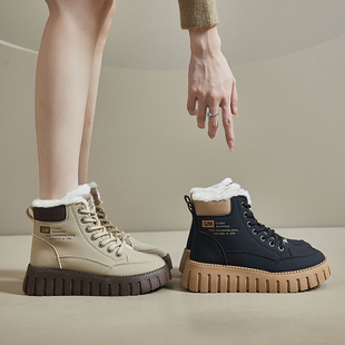 高帮加绒马丁靴女学生休闲保暖街拍XX ins韩版 K2509 新款 2025冬季