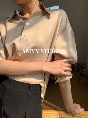 Shen Million Amyy Studios double-sided acetate three-dimensional sleeves front short back long design silky shirt