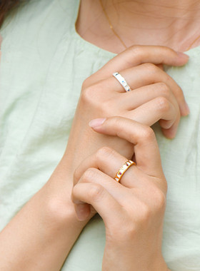 纯银度母莲花戒指男女镀金指环