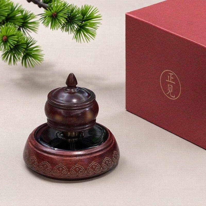 巴西花梨木制车载转轮太阳能USB充电室内转筒汽车中控台装饰摆件