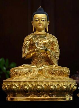 黄铜燃灯佛佛像摆件7寸10寸鎏金如来佛家居桌面供奉铜雕像工艺品