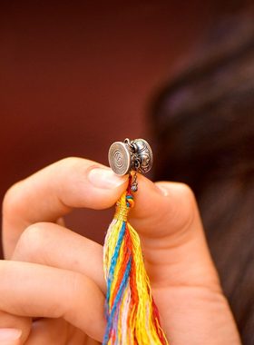 s925纯银镀金断法鼓银做旧吊坠卡子配饰卡扣文玩手串手鼓吊坠挂件