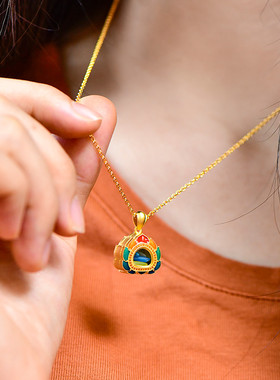 藏式纯银莲华嘎乌盒民族风吊坠