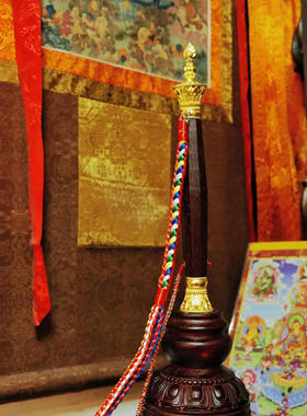 格萨尔王权杖实木底座木头底座