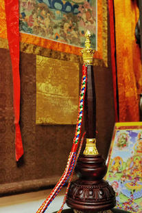 格萨尔王权杖实木底座木头底座高约11.5cm