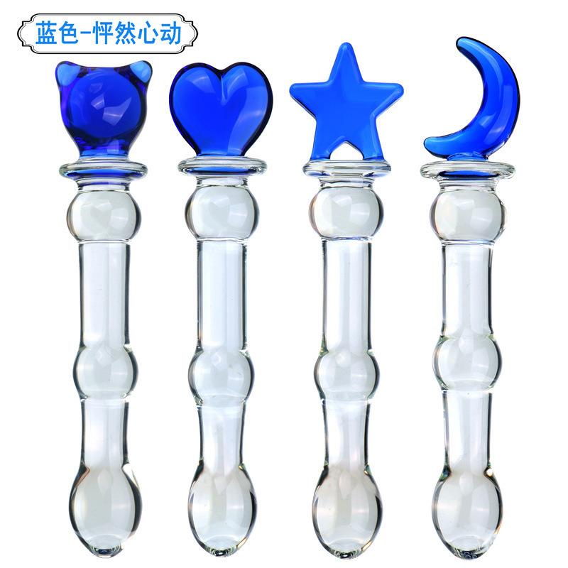 玻璃按摩解压肩颈按摩器蓝色爱心透明玻璃大器器按摩女新款放松解