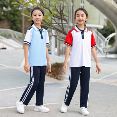 新品夏季白红色初高中生大码校服套装学生班服中性休闲情侣运动服