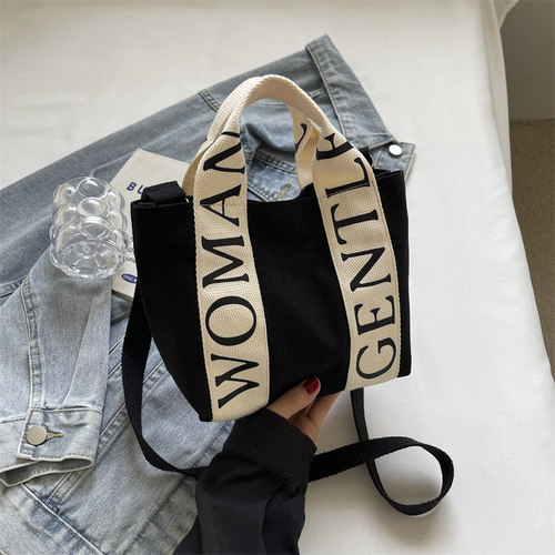 百搭帆布小方包泰国GW字母手提包