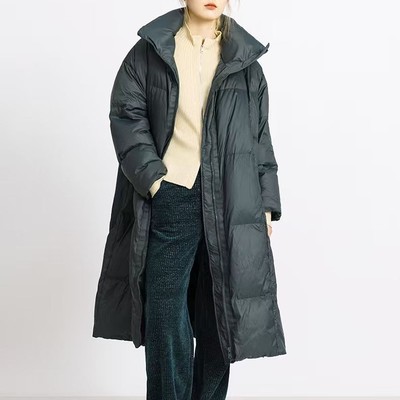 立领加厚90鸭绒长款面包羽绒服