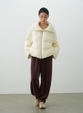 专柜灯芯绒针织面包羽绒服女立领拉链宽松外套冬季保暖LS54SY015