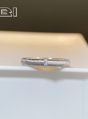 s925纯银拉丝戒指女窄版指环