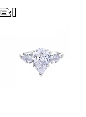 简约水滴戒指S925纯银培育高碳钻高级感指环不掉色时尚饰品珠宝