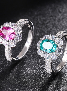 s925银帕拉伊巴鸽子蛋3克拉戒指