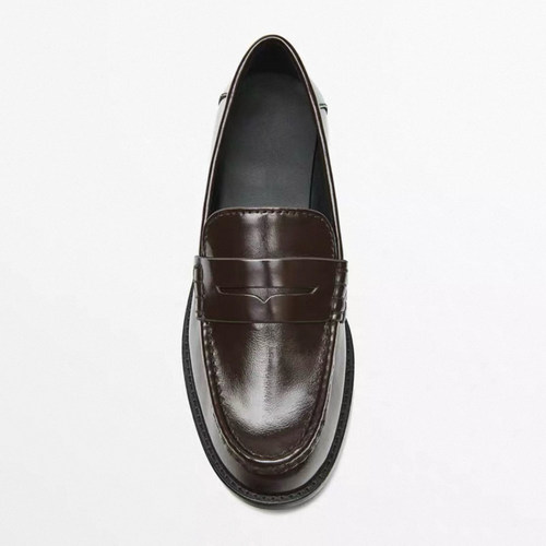 西班牙小众MD女鞋2025复古棕色亮面真皮乐福鞋jk制服鞋森系单鞋女