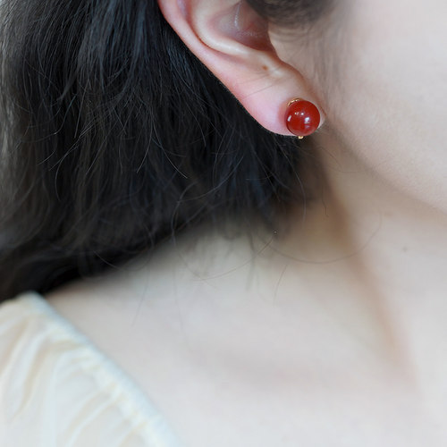 如帆新中式甜美复古简约红玛瑙耳夹无耳洞耳骨夹气质耳环潮50688