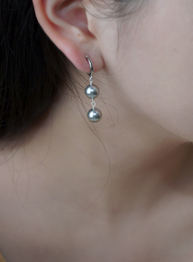 如帆小众时尚简约双灰珍珠耳夹无耳洞耳骨夹优雅通勤耳环女50911