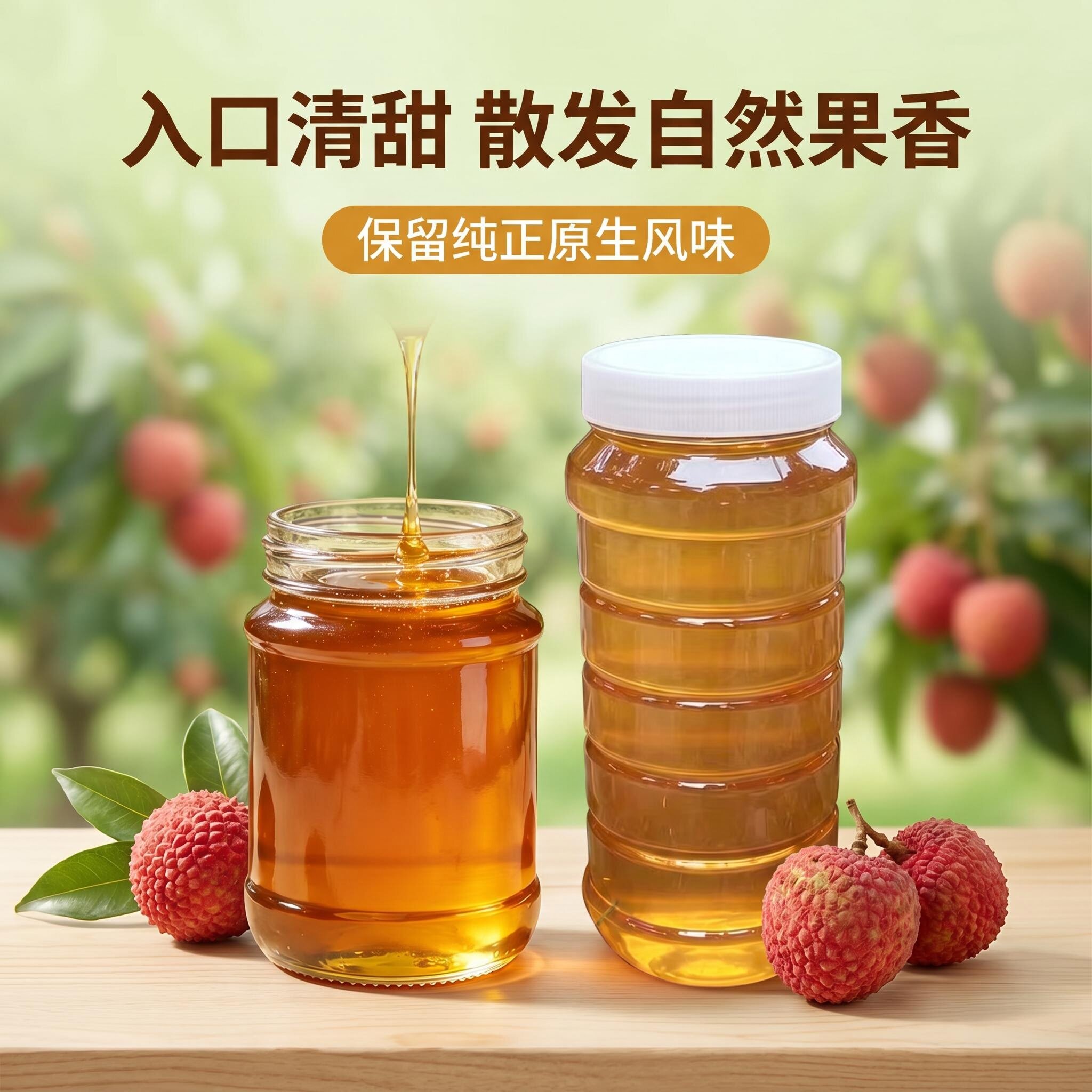 天然荔枝蜜瓶装入口清甜散发生果香原生态蜂蜜