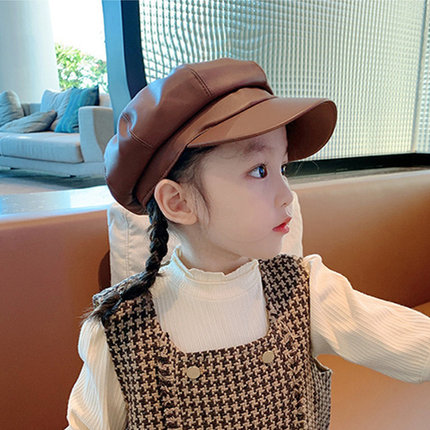 小孩子皮帽高品质儿童贝雷帽潮男童女童韩版鸭舌帽酷春秋季宝宝帽