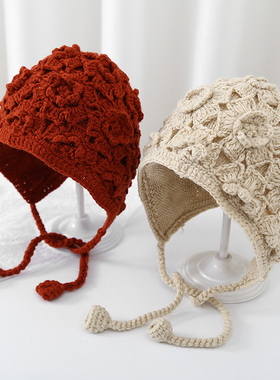 儿童帽子秋冬款2025新款女童宝宝毛线帽红色女孩针织帽护耳帽冬季