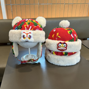 宝宝帽子冬季加厚保暖地主帽男女童喜庆东北大花户外防风护耳帽潮