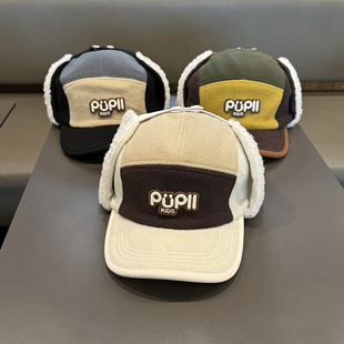 儿童帽子秋冬季保暖男女童护耳棒球帽韩版新款宝宝防风毛绒鸭舌帽