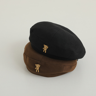 儿童贝雷帽宝宝韩版 亲子画家帽女童休闲南瓜帽小孩秋冬蓓蕾帽 时尚