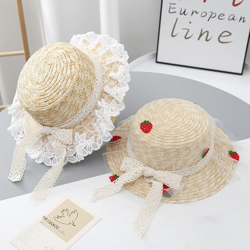 经典好搭麦秆帽~韩国儿童草帽男童夏季大帽檐女草编宝宝帽子凉帽