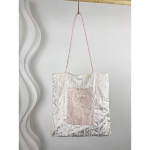 宋茜同款珠光蕾丝帆布包包女2025新款大容量托特包小众单肩腋下包