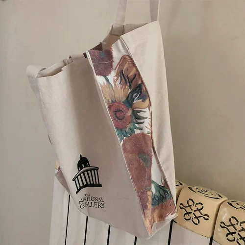 Художественный музей, сумка на одно плечо, брендовый демисезонный универсальный тканевый мешок, подсолнух