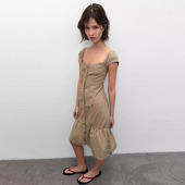 4772324 ZA 2026夏季 气质心形领排扣饰迷笛连衣裙 女装 911 新款